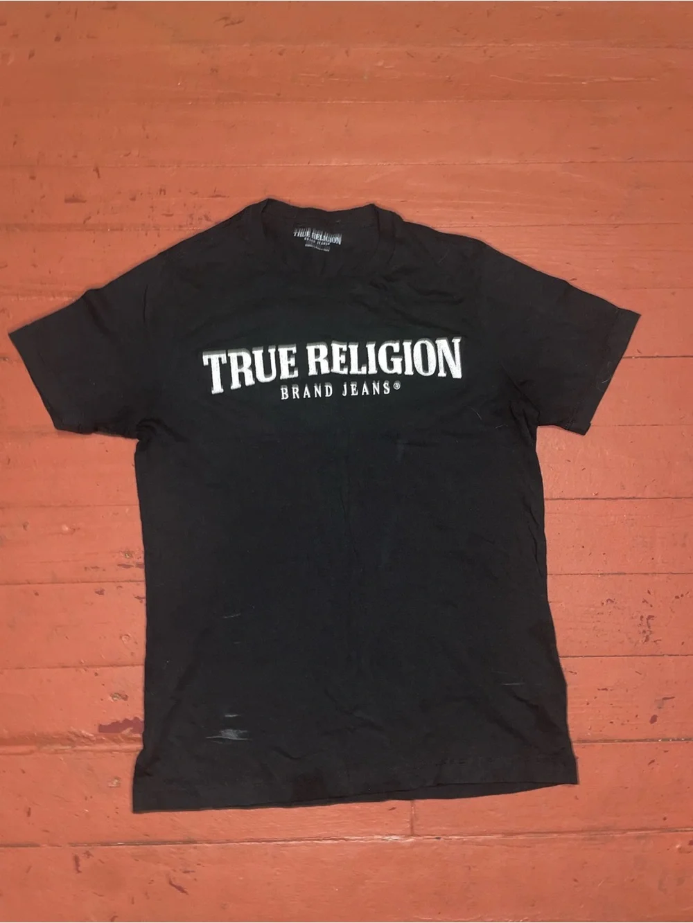True Religion Black Tee with White Logo